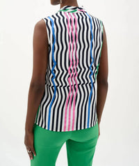 Joseph Ribkoff - Striped V-neck Sleeveless Blouse