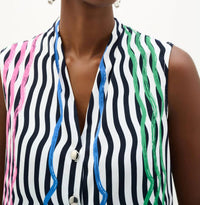 Joseph Ribkoff - Striped V-neck Sleeveless Blouse