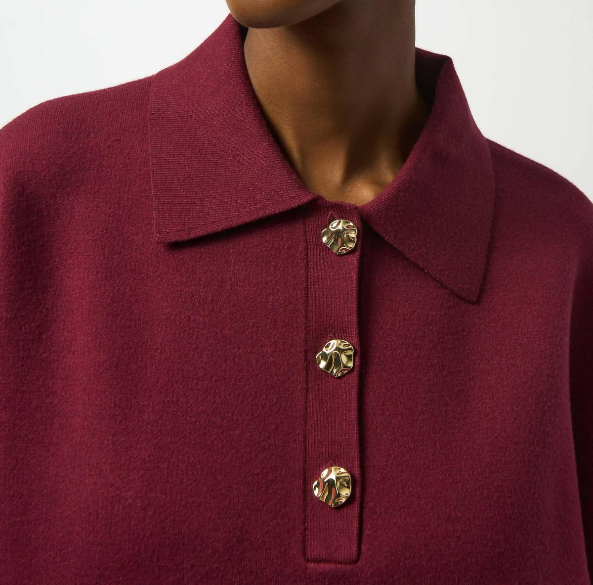 Joseph Ribkoff - Sweater Knit Boxy Pullover With Polo Collar