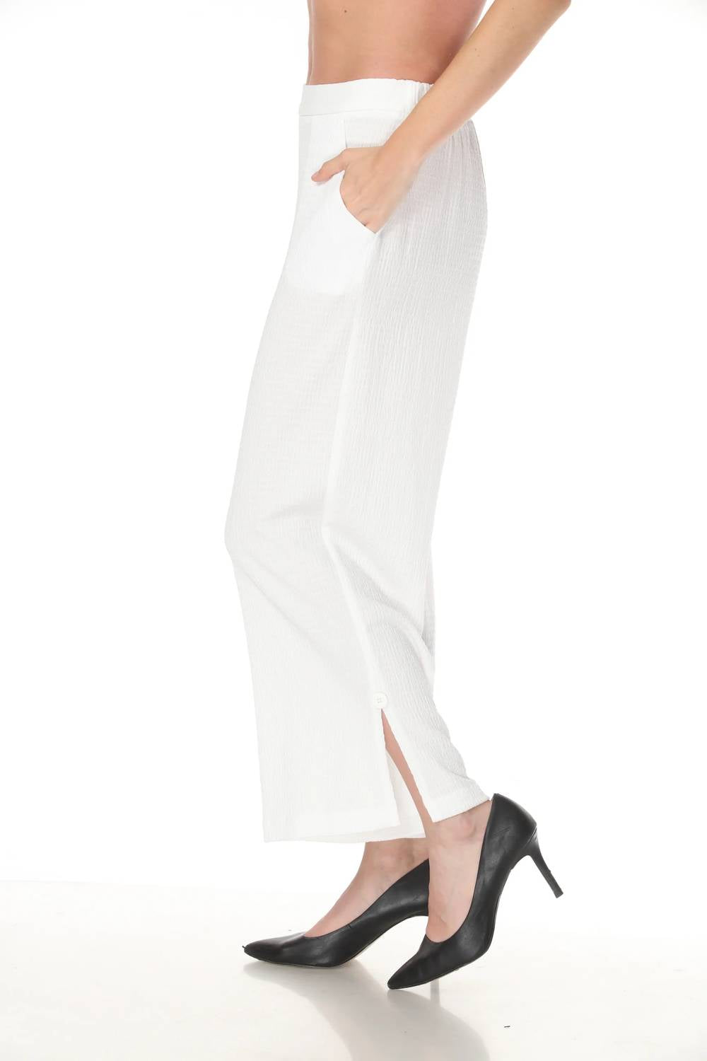 Joseph Ribkoff - Textured Side Slit Wide Leg Pants