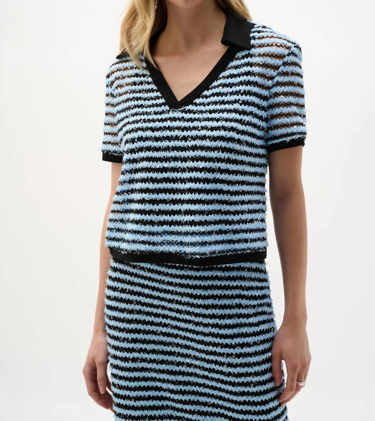 Joseph Ribkoff - Textured Stripe Short Sleeve Top