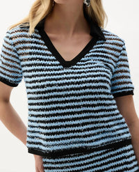 Joseph Ribkoff - Textured Stripe Short Sleeve Top