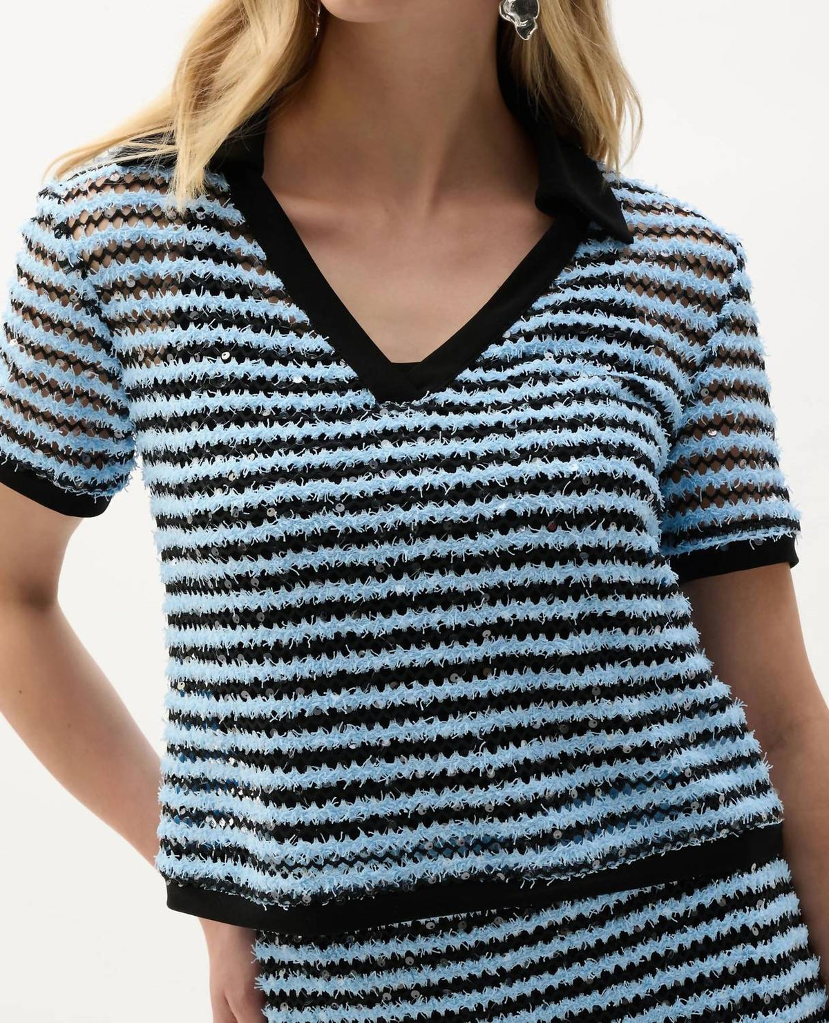 Joseph Ribkoff - Textured Stripe Short Sleeve Top