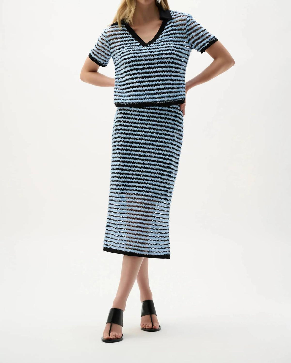 Joseph Ribkoff - Textured Stripe Short Sleeve Top