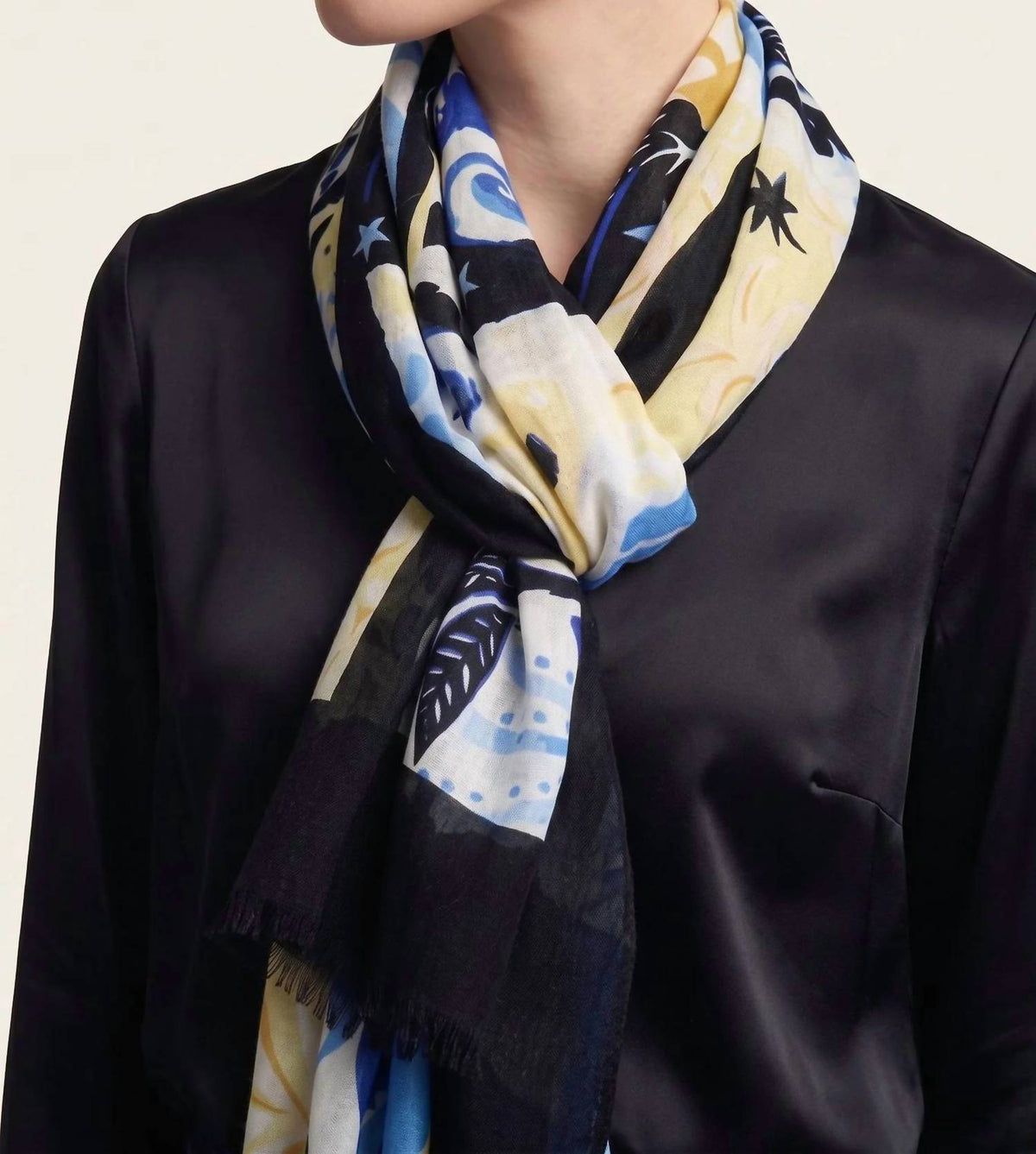 Joseph Ribkoff - Tropical Print Fringe Scarf