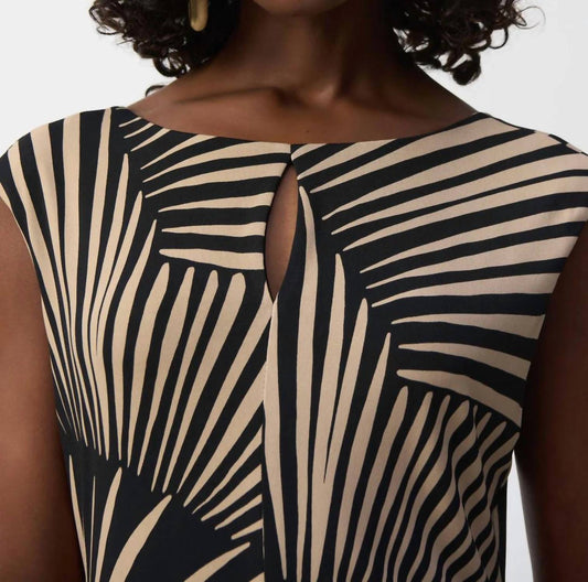 Joseph Ribkoff - Tropical Print High Low Sleeveless Dress - brown - clothing - dresses