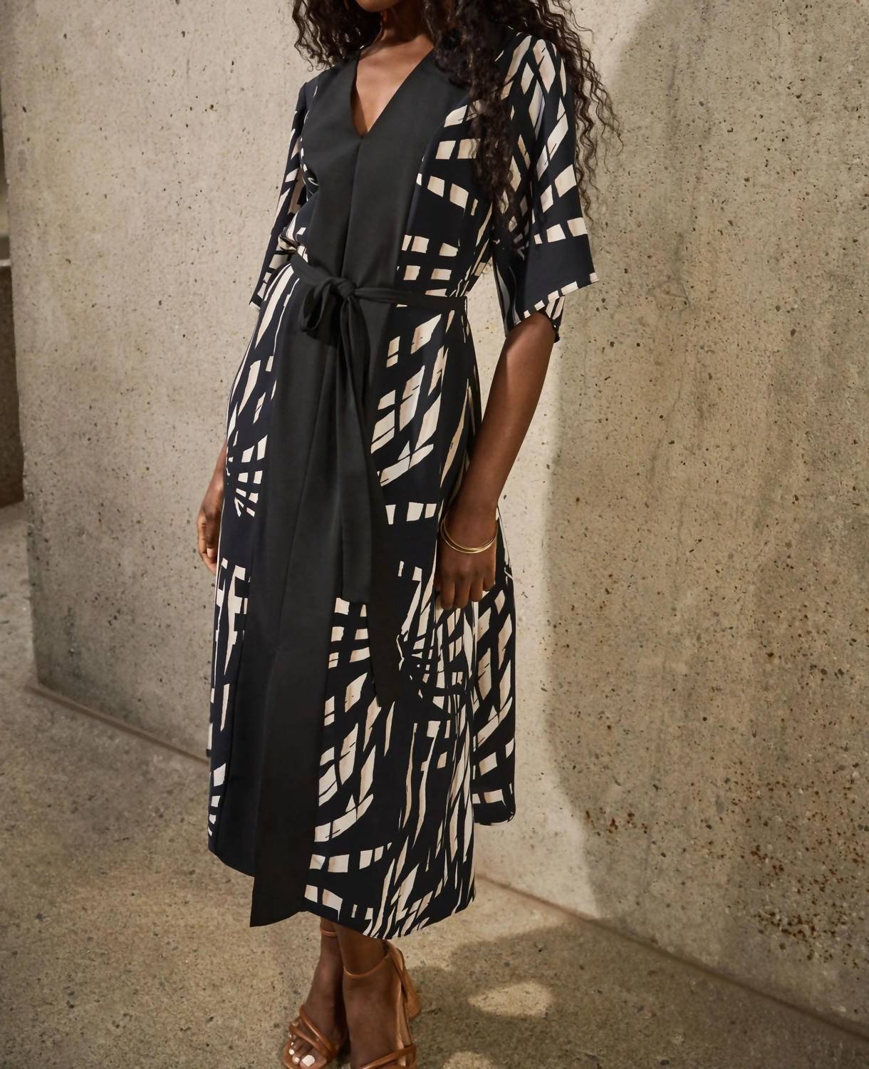 Joseph Ribkoff - Tropical Print Midi A - line Dress - black - clothing - dresses