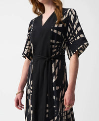 Joseph Ribkoff - Tropical Print Midi A - line Dress - black - clothing - dresses