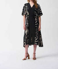 Joseph Ribkoff - Tropical Print Midi A - line Dress - black - clothing - dresses