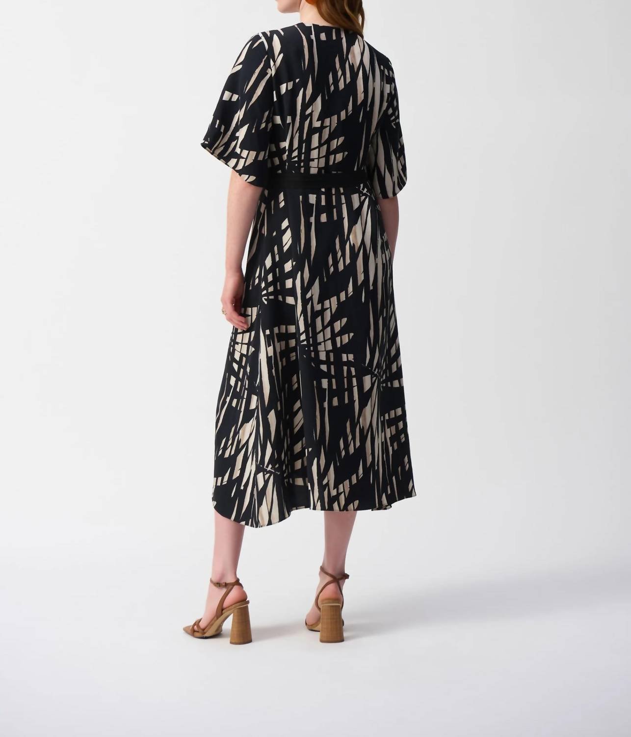 Joseph Ribkoff - Tropical Print Midi A - line Dress - black - clothing - dresses