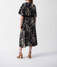 Joseph Ribkoff - Tropical Print Midi A - line Dress - black - clothing - dresses