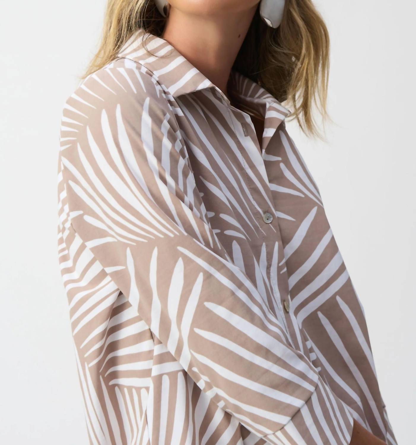 Joseph Ribkoff - Tropical Print Poplin Shirt Dress - clothing - dresses - grey