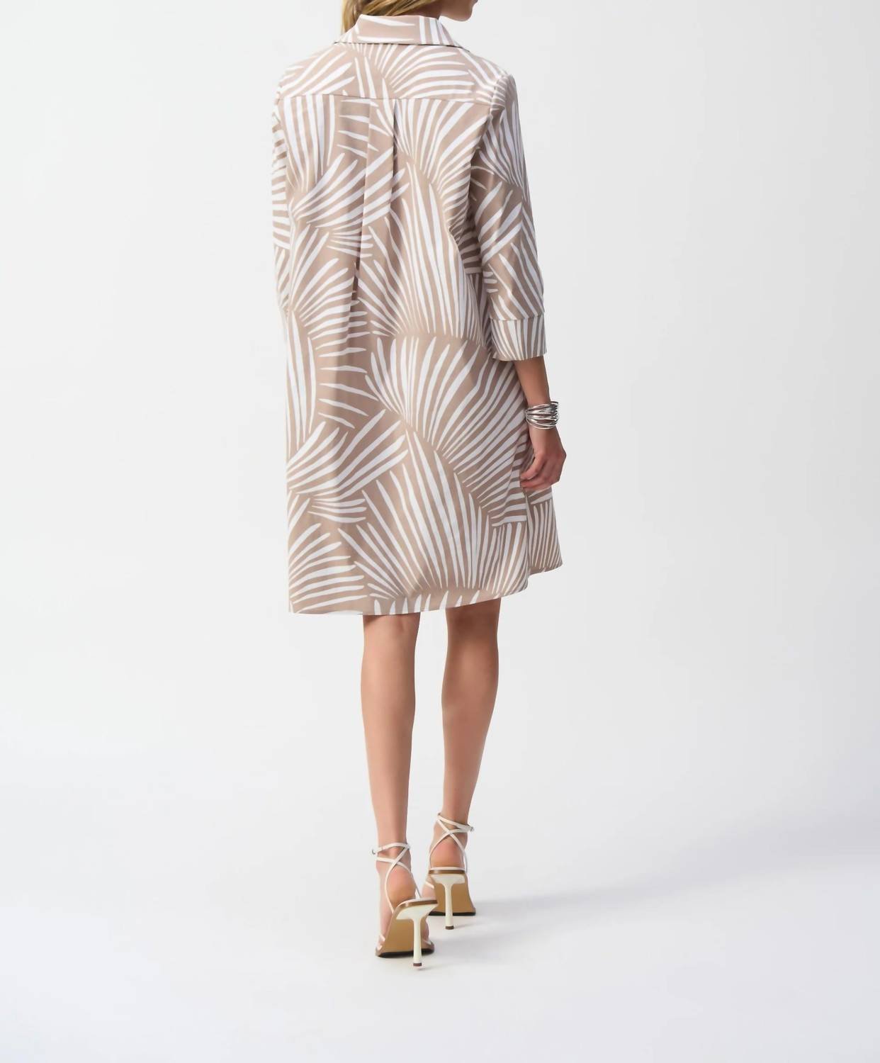 Joseph Ribkoff - Tropical Print Poplin Shirt Dress - clothing - dresses - grey