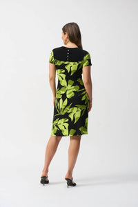 Joseph Ribkoff - Tropical Print Short Sleeve A - line Dress - black - clothing - dresses