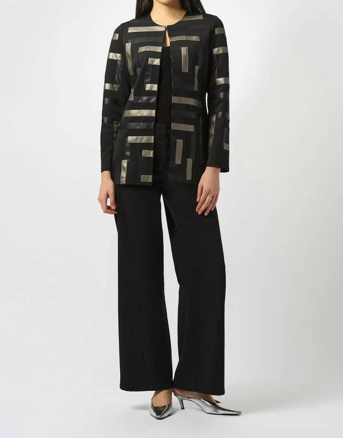 Joseph Ribkoff - Two-tone Crew Neck Jacket