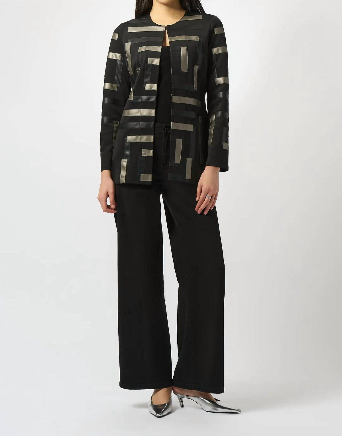 Joseph Ribkoff - Two-tone Crewneck Jacket