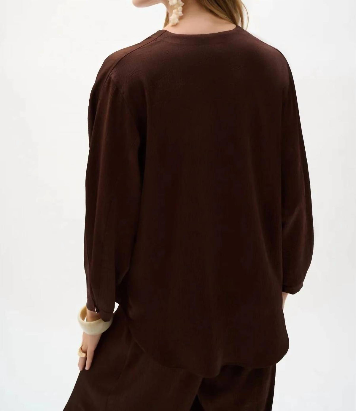 Joseph Ribkoff - V-neck Button Front Boxy Satin Top
