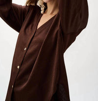 Joseph Ribkoff - V-neck Button Front Boxy Satin Top