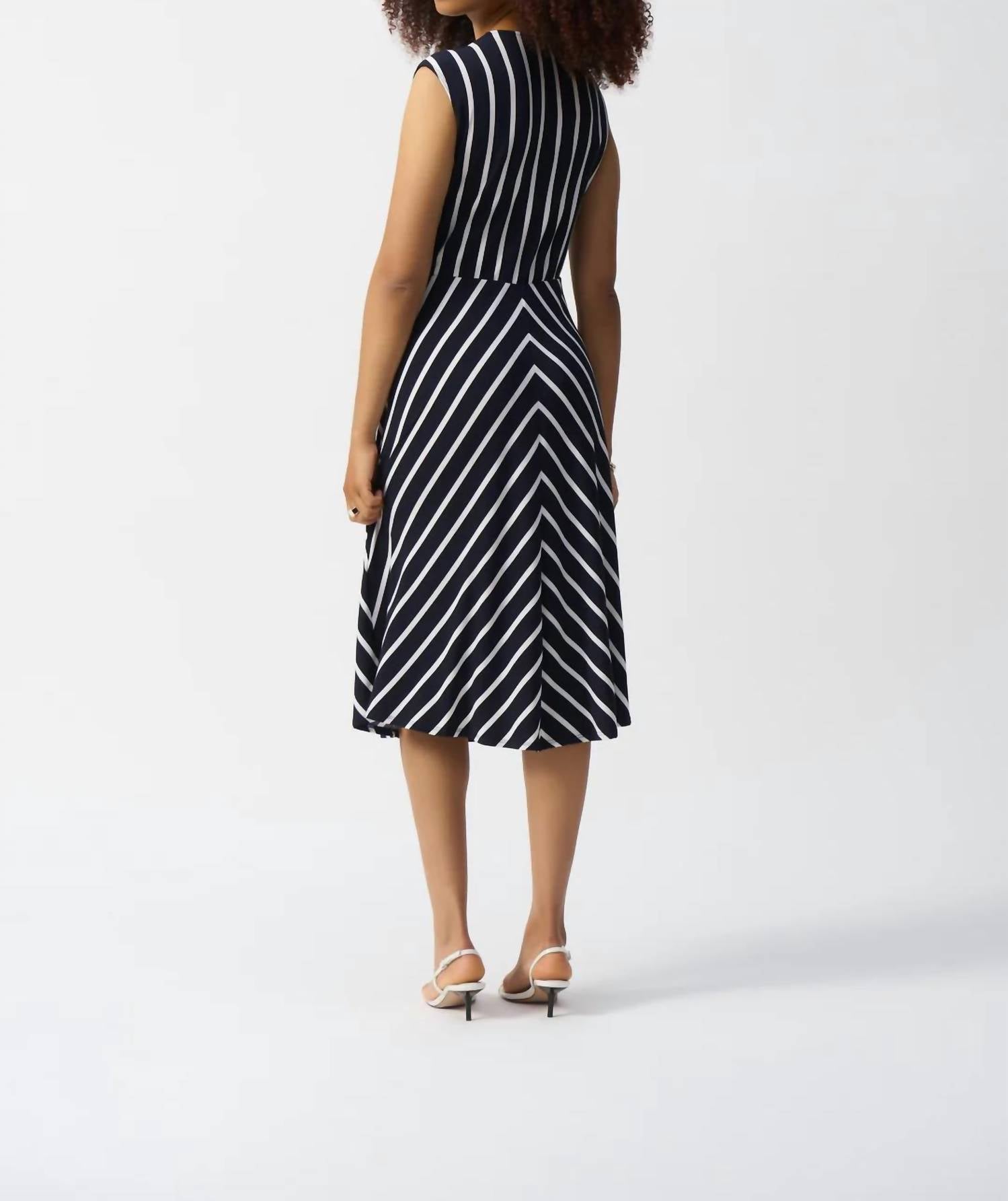 Joseph Ribkoff - V - neck Fit And Flare Dress - blue - clothing - dresses