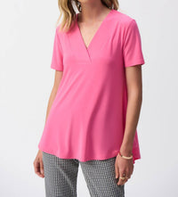 Joseph Ribkoff - V-neck Short Sleeve Flared Top