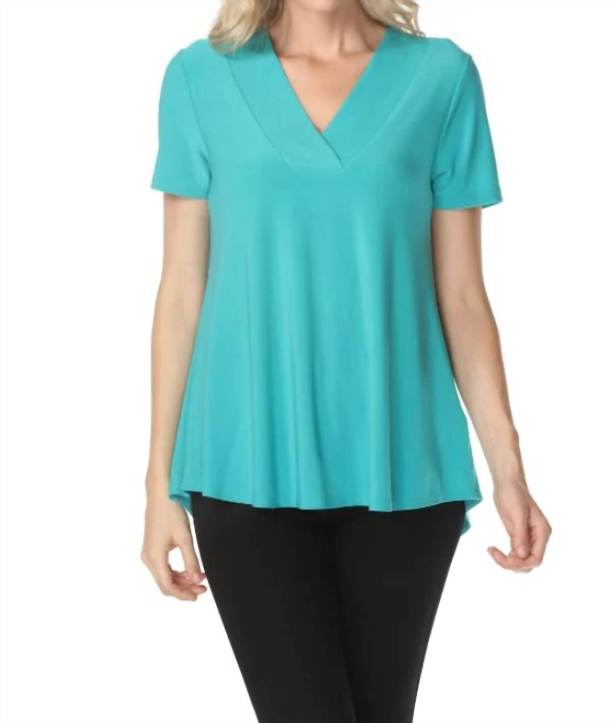 Joseph Ribkoff - V-neck Short Sleeve Flared Top