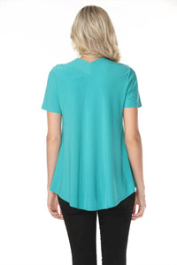 Joseph Ribkoff - V-neck Short Sleeve Flared Top