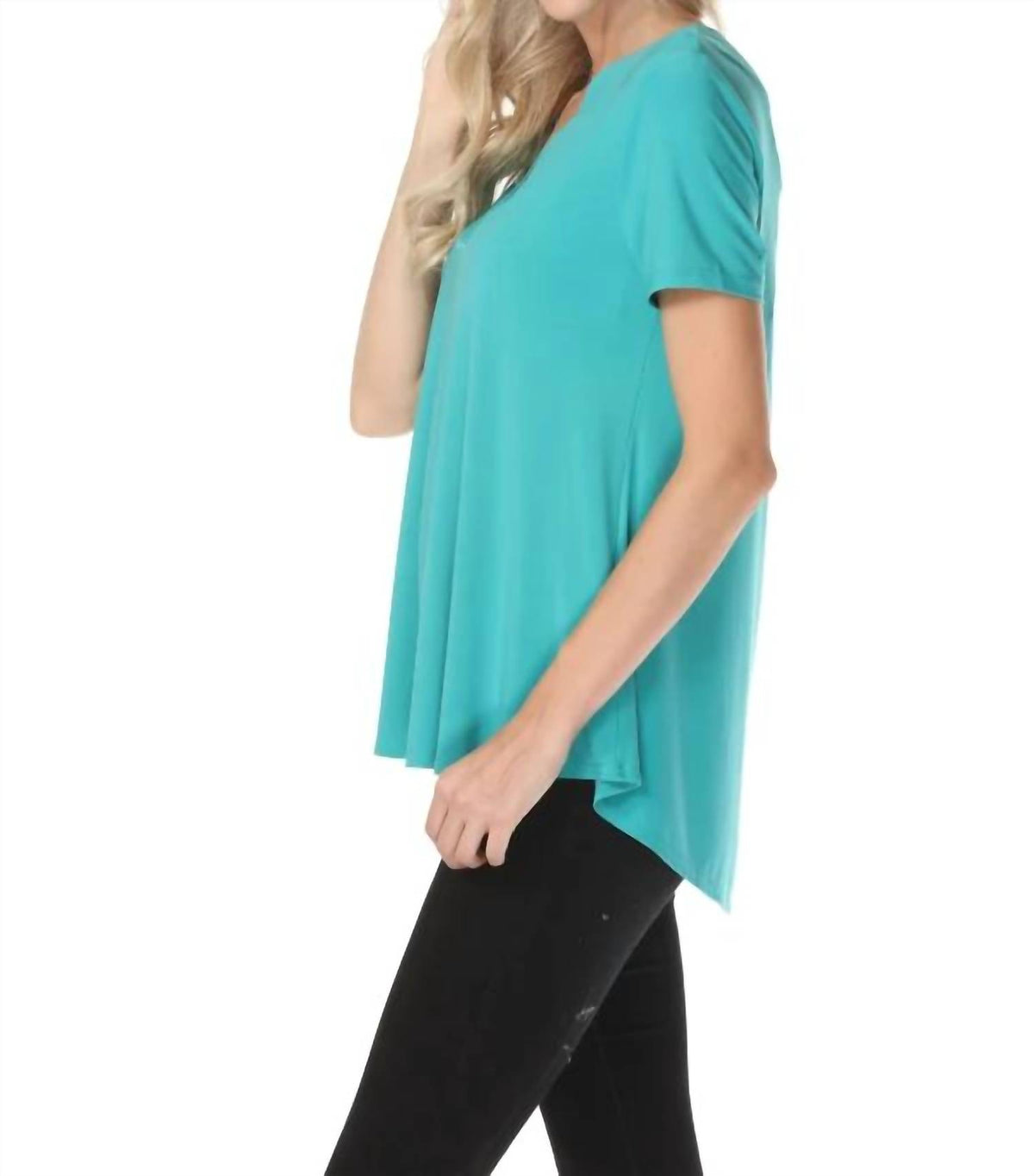 Joseph Ribkoff - V-neck Short Sleeve Flared Top