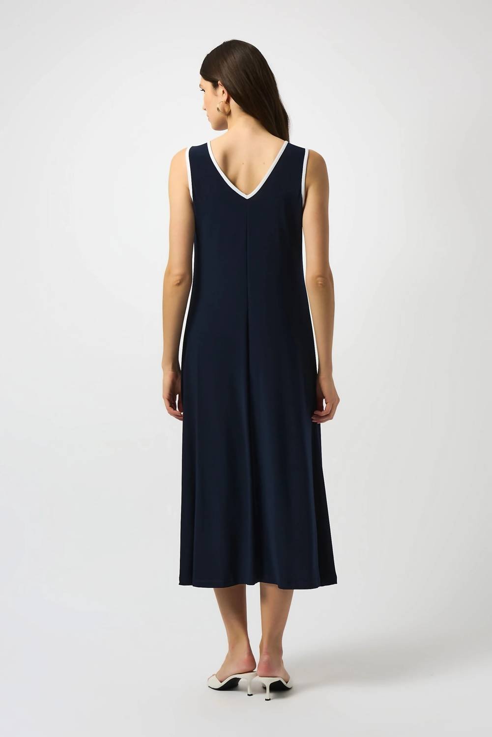 Joseph Ribkoff - V - neck Sleeveless Maxi A - line Dress - black - clothing - dresses