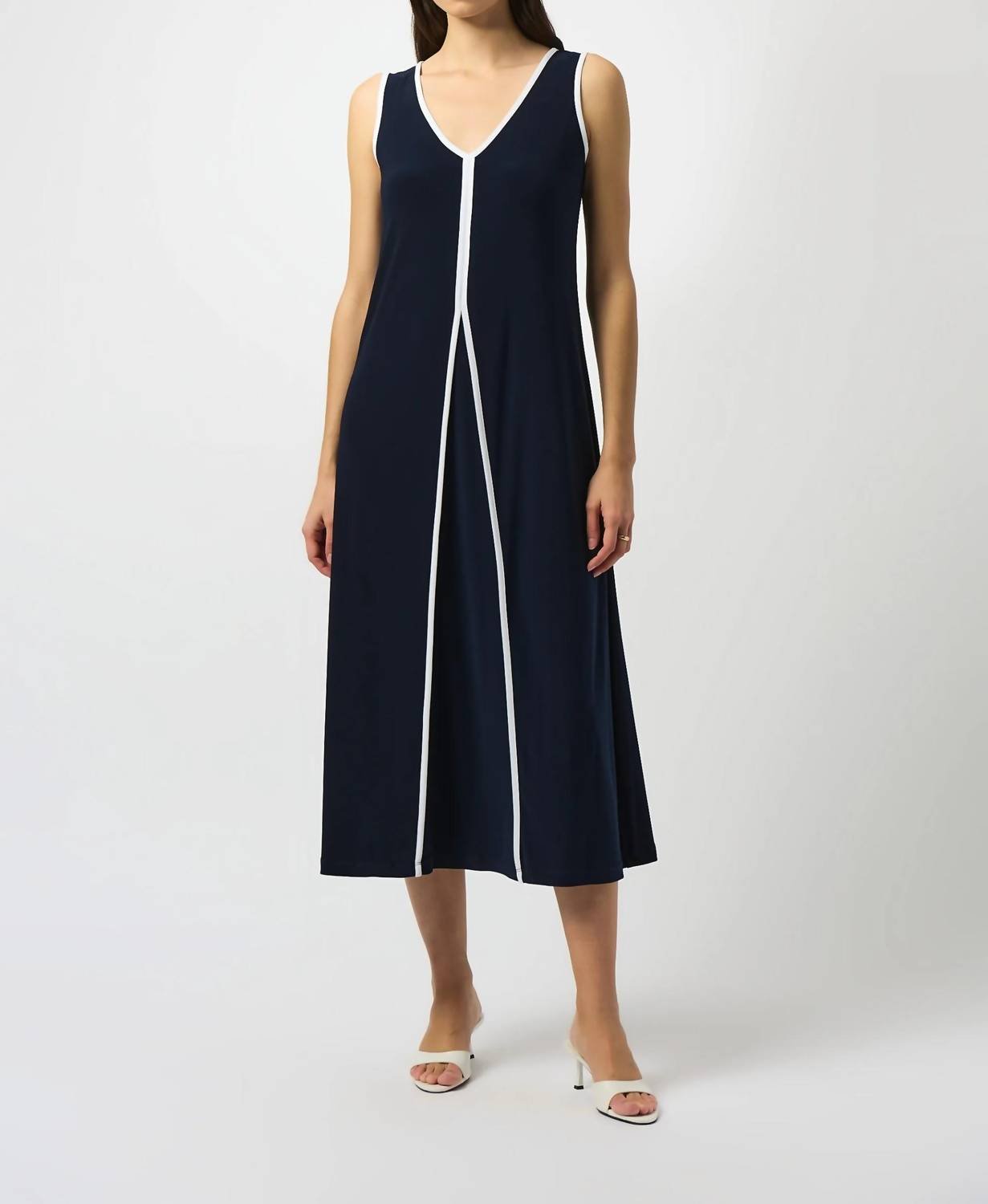 Joseph Ribkoff - V - neck Sleeveless Maxi A - line Dress - black - clothing - dresses