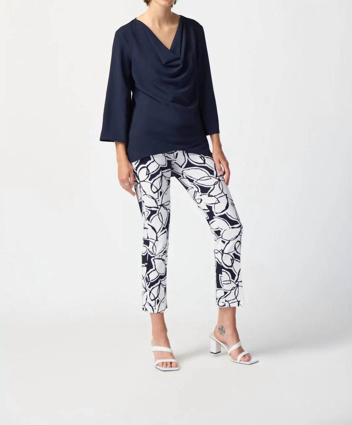 Joseph Ribkoff - Woven Cowl Neck Flared Top