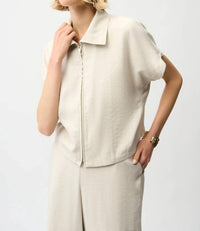Joseph Ribkoff - Woven Front Zip Boxy Jacket