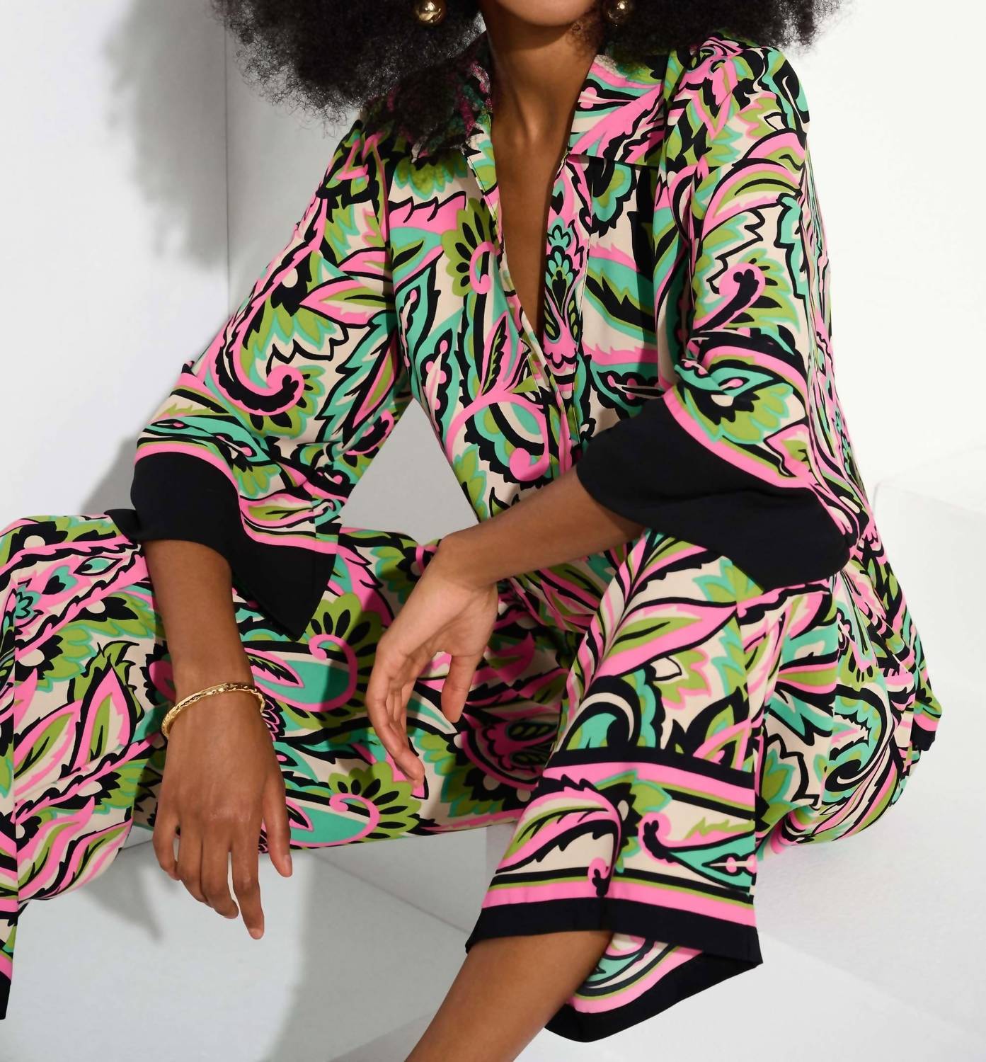 Joseph Ribkoff - Woven Paisley Print Boxy Top - blouses - clothing - green