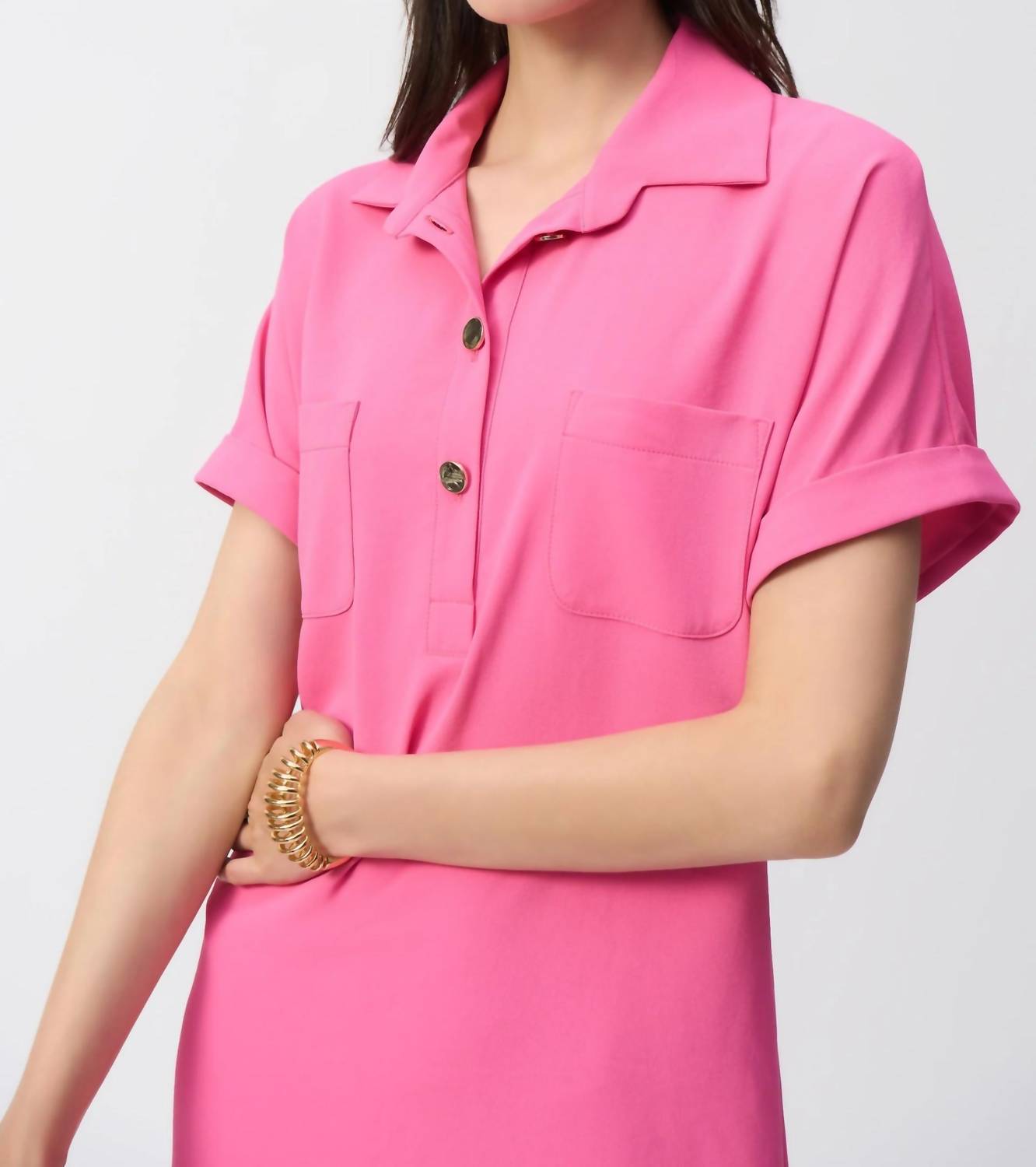 Joseph Ribkoff - Woven Polo Shirt Dress - clothing - dresses - midi