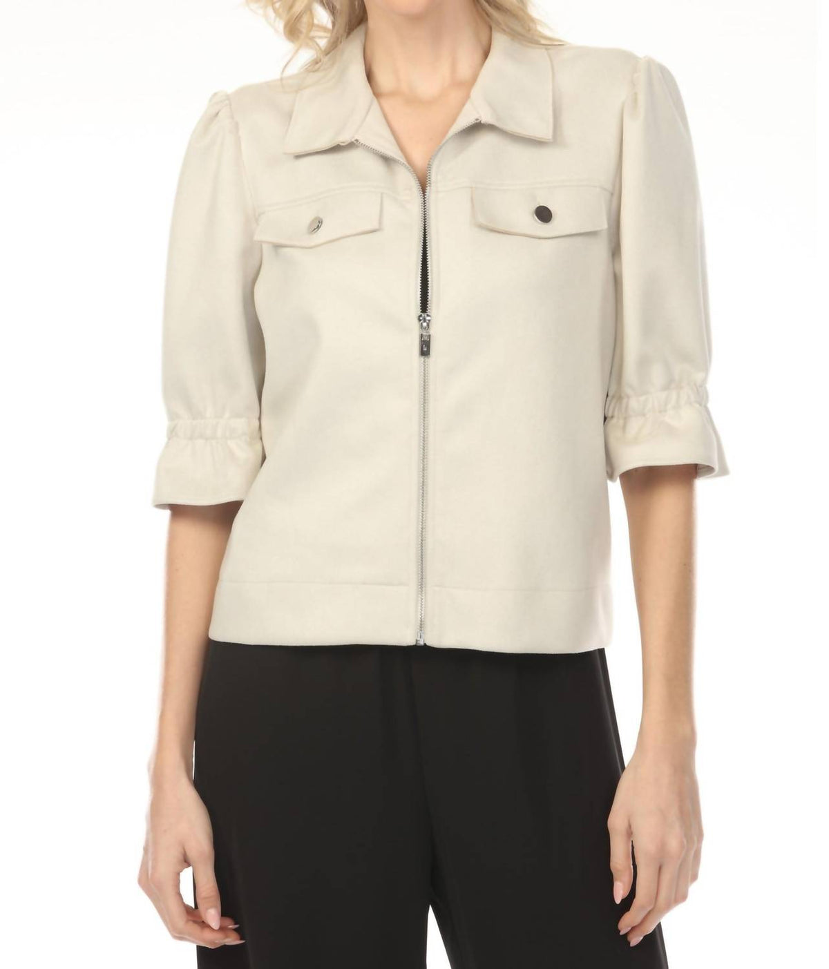 Joseph Ribkoff - Zip Front Puff Sleeve Jacket