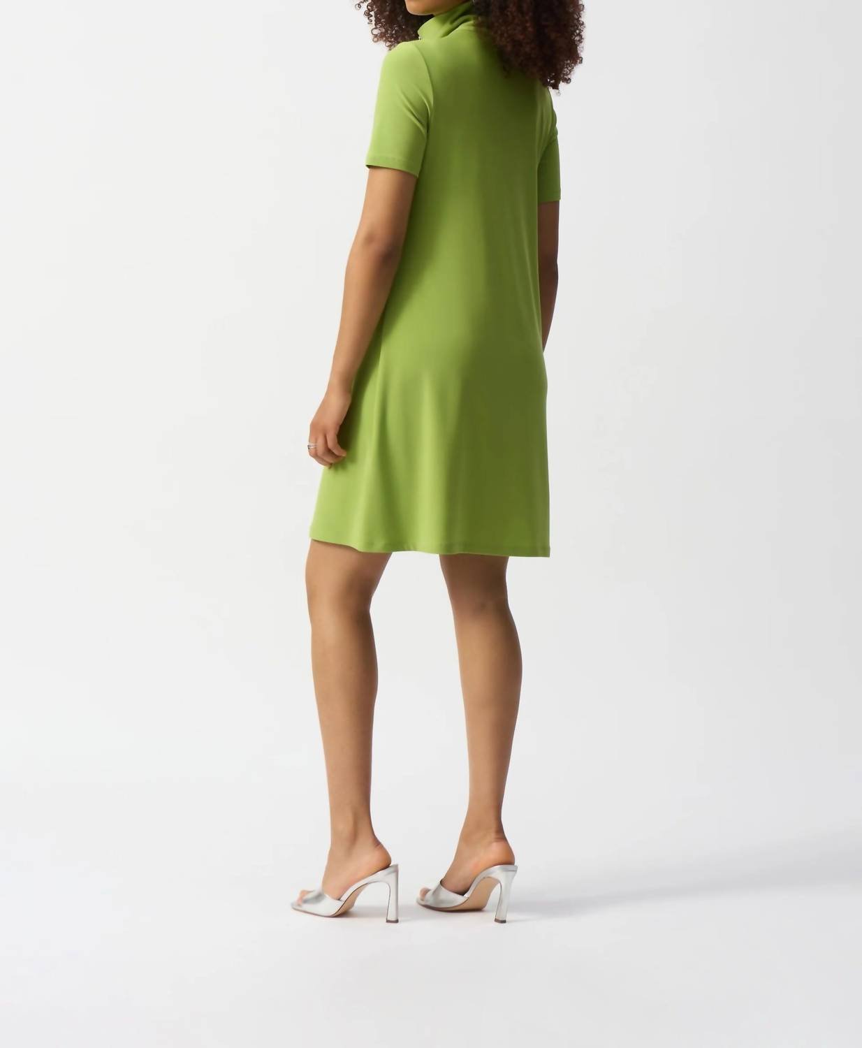 Joseph Ribkoff - Zipped Short Sleeve Mini Shift Dress - clothing - dresses - green