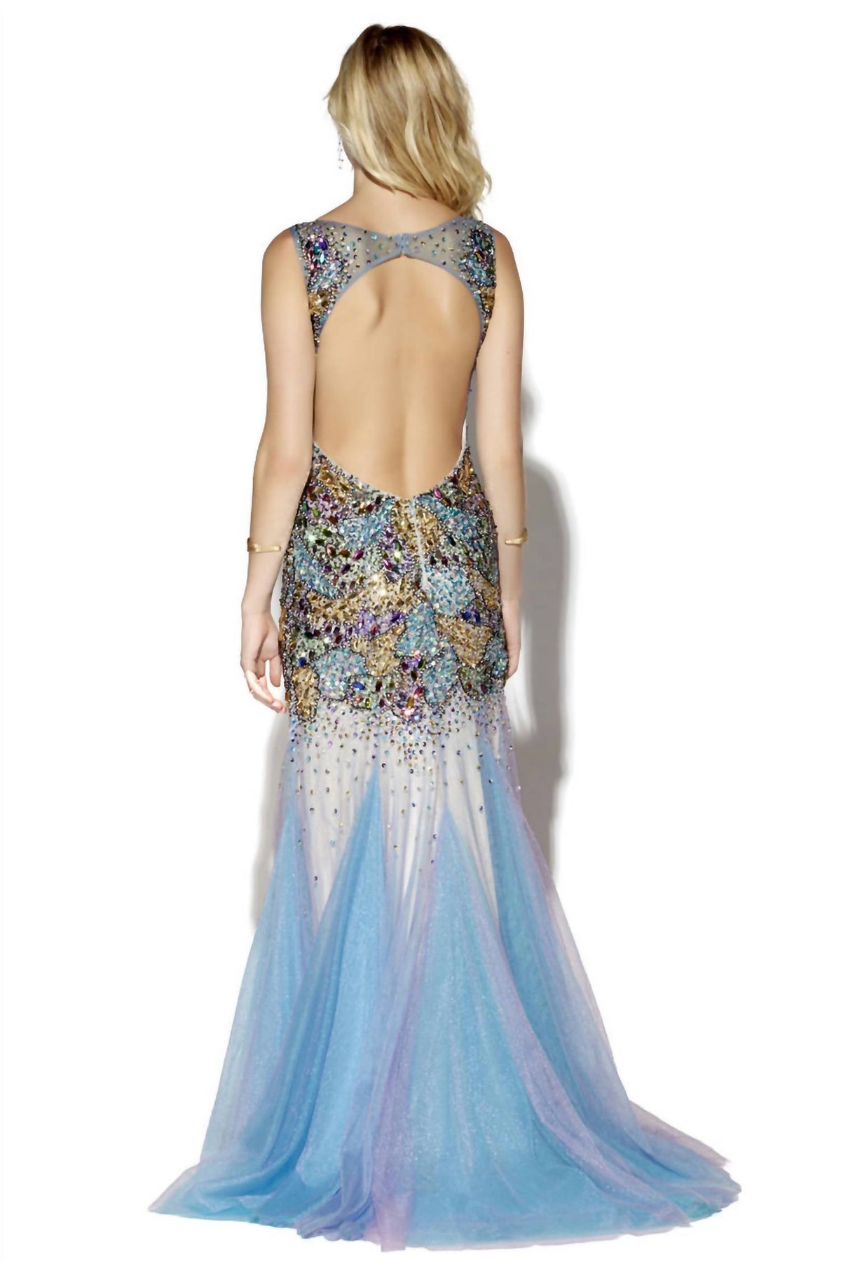Josh & Jazz - Glitter Tulle Open Back Prom Dress