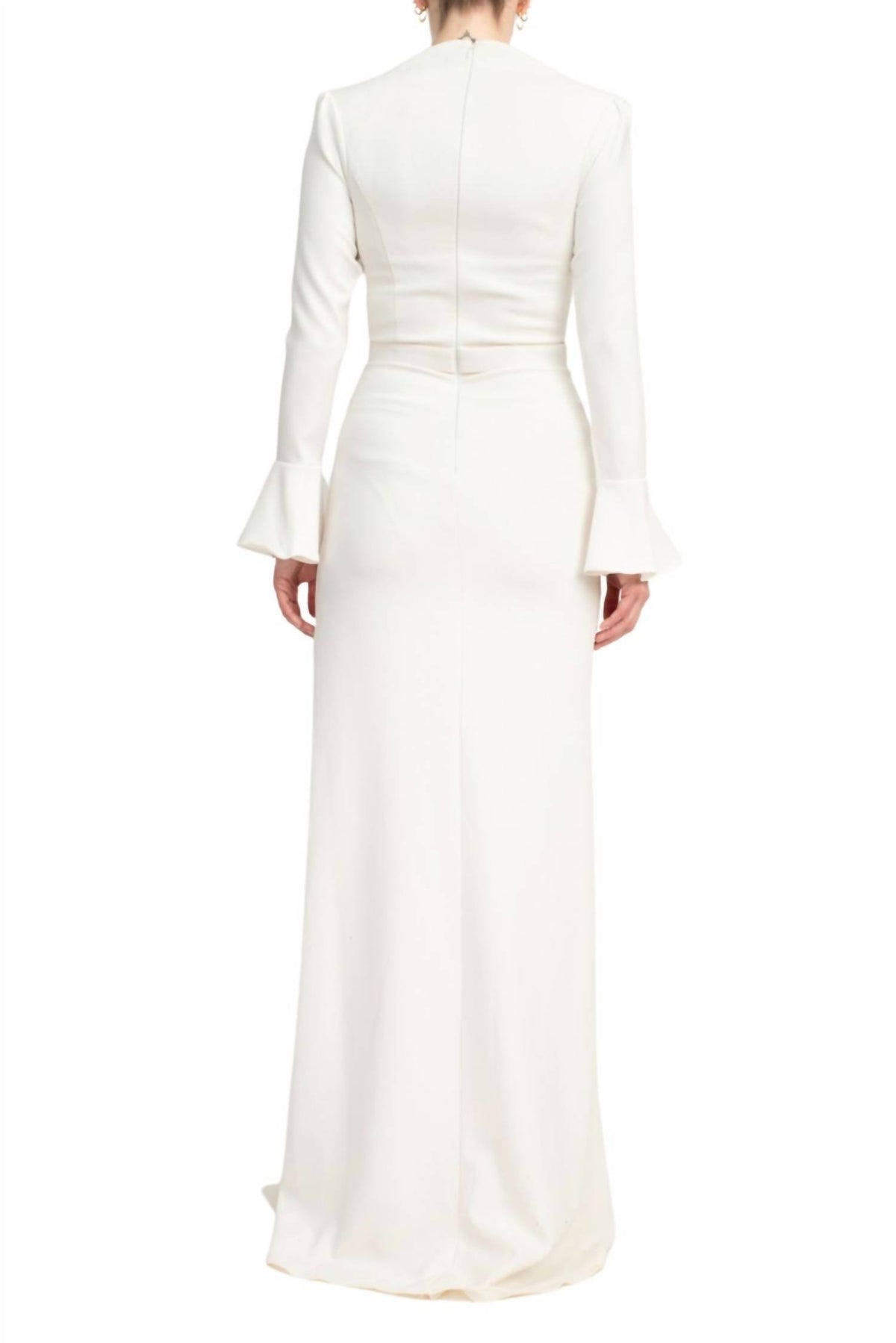 Jovani - Crepe Side Slit Column Silhouette Gown