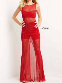 Jovani - Fitted Sheer Mesh Gown