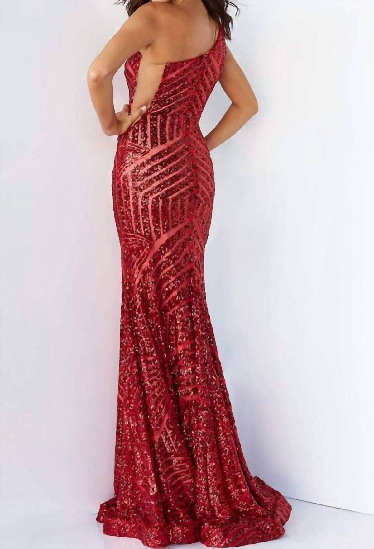 Jovani - Geometric Sequined Prom Gown