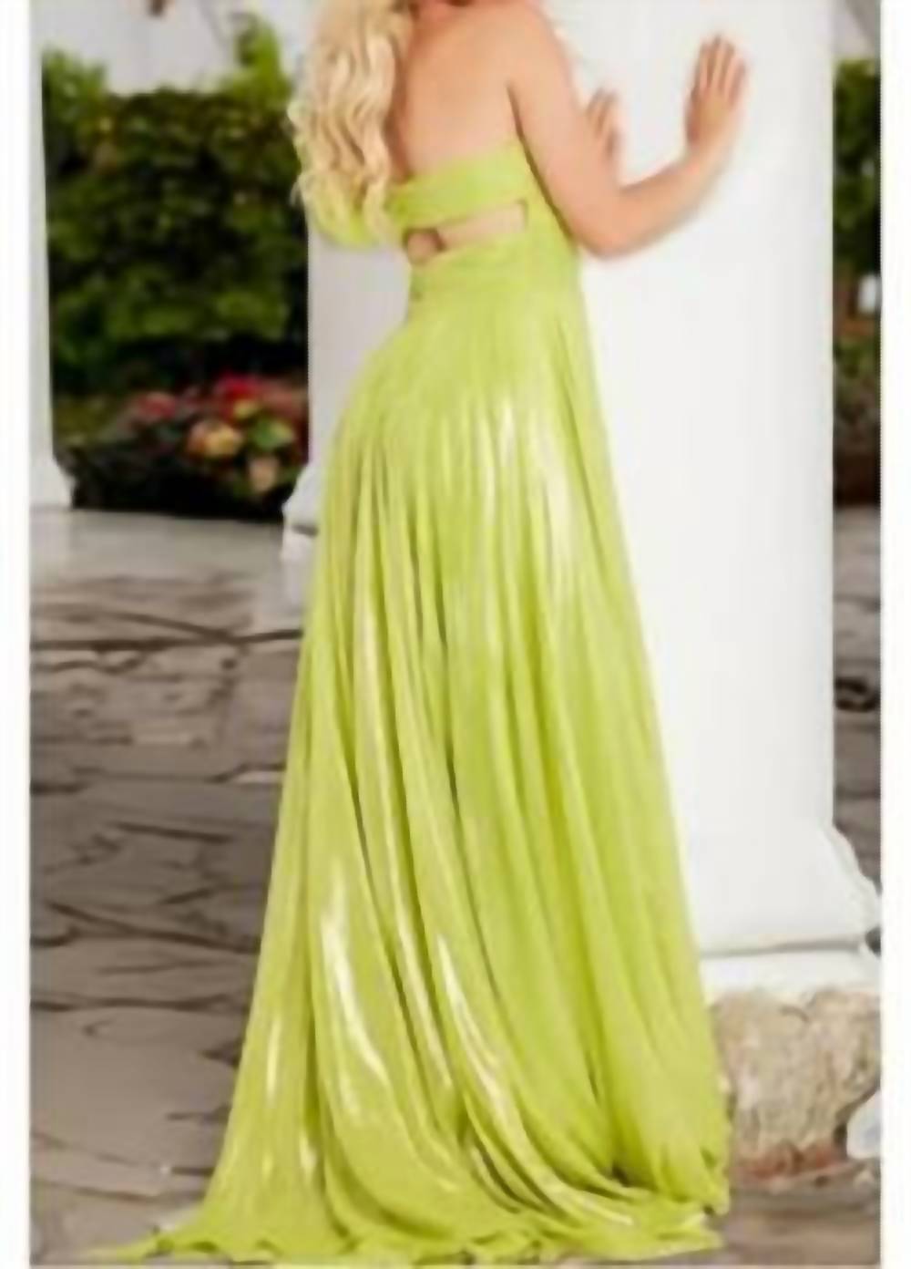 Jovani - One-shoulder flower a-line gown