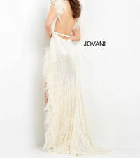 Jovani - Sequin Feather Gown