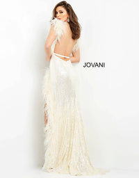 Jovani - Sequin Feather Gown
