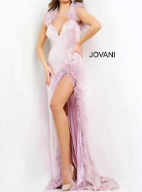 Jovani - Sequin Feather Gown