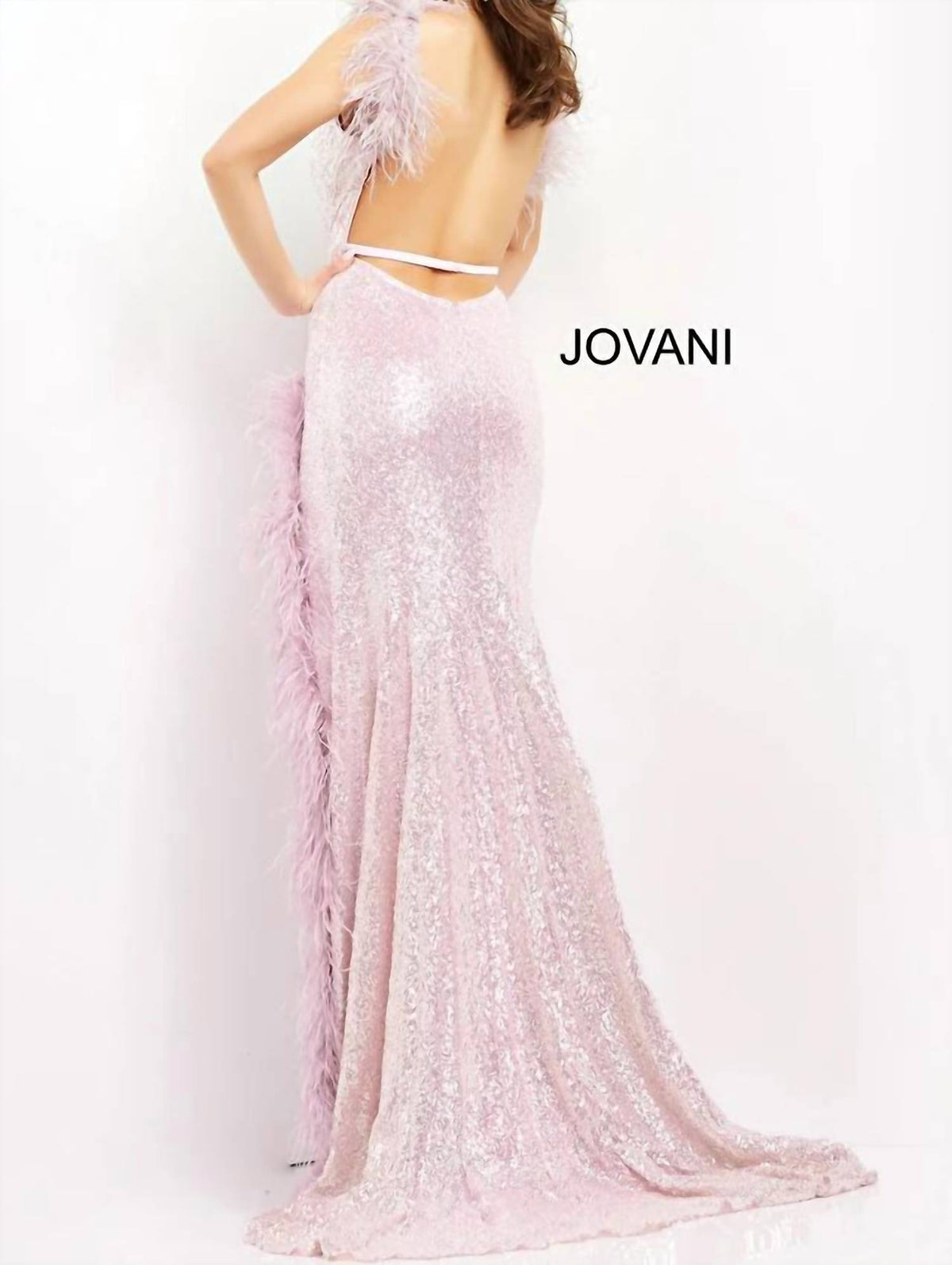 Jovani - Sequin Feather Gown