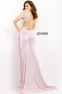 Jovani - Sequin Feather Gown