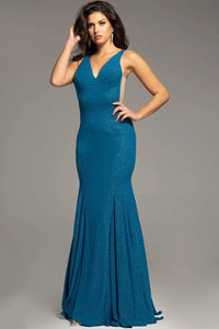 Jovani - Simple V Neck Dress