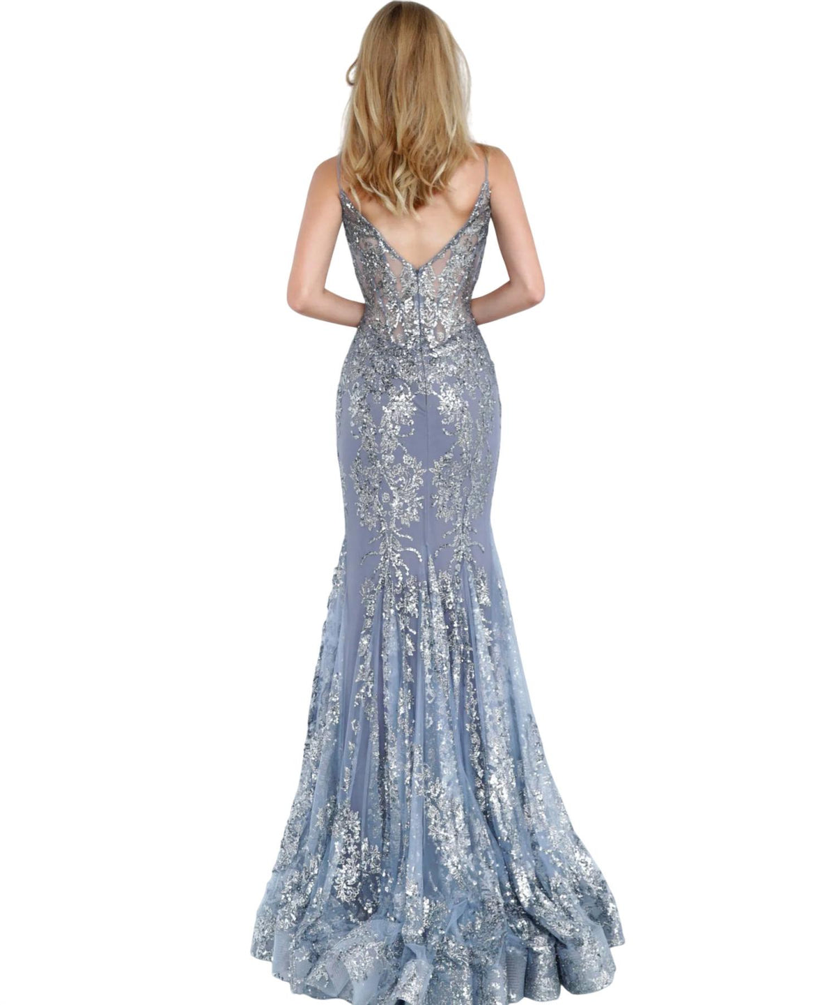 Jovani - Spaghetti Straps Embellished Dress
