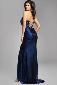 Jovani - Strapless Gown With Beaded Bodice - blue - clothing - dresses