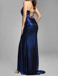 Jovani - Strapless Gown With Beaded Bodice - blue - clothing - dresses