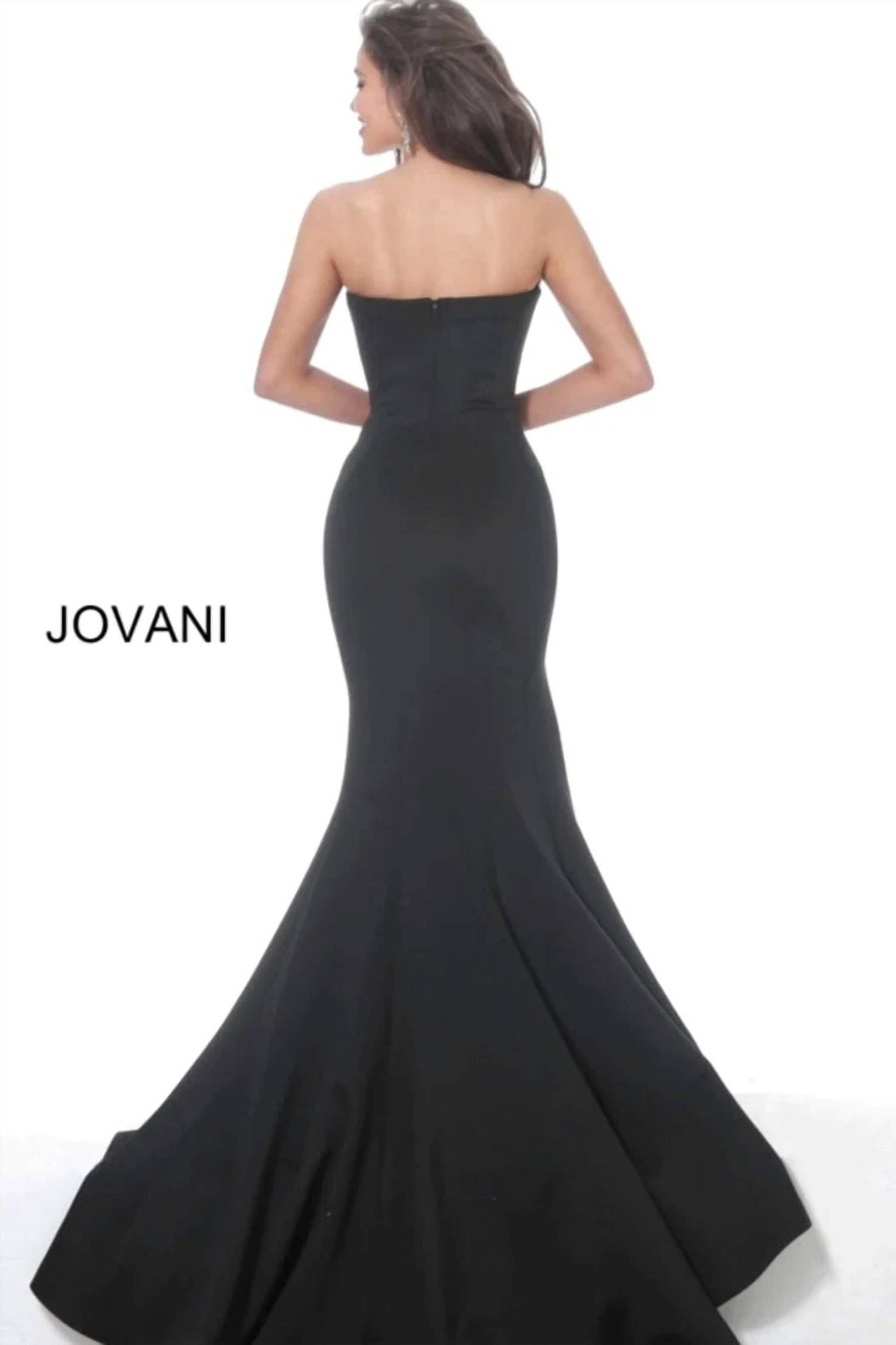 Jovani - Strapless Scuba Gown